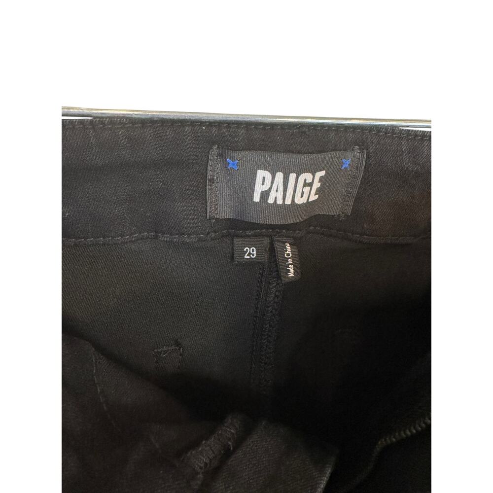 PAIGE Mayslie Cropped Ankle Coated Black Jogger Pants Size 29 Versatile Gorpcore - Picture 5 of 11